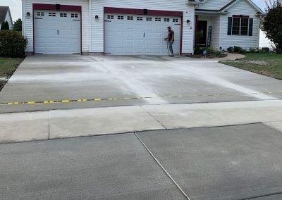 Broom finished concrete driveway