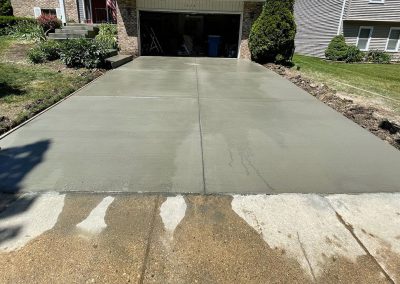 Broom finished concrete driveway