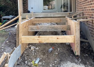 Broom finished concrete stairs