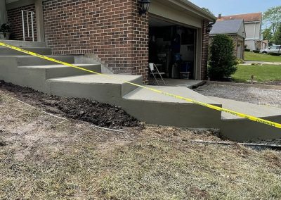 Broom finished concrete stairs