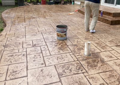 Sealcoating a stamped concrete patio